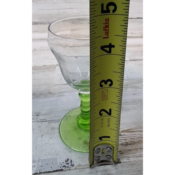 VINTAGE Uranium Glass Cordial Goblets Set of 4 Green Stem Glow Under UV 4.5” - Picture 5 of 6